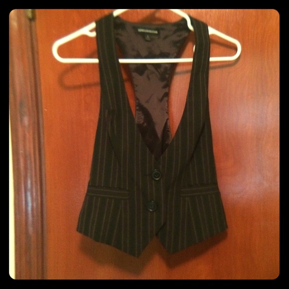 Women's black white and maroon suit vest