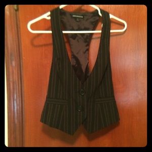 Women's black white and maroon suit vest