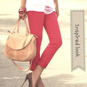 Red vintage high waisted jeans