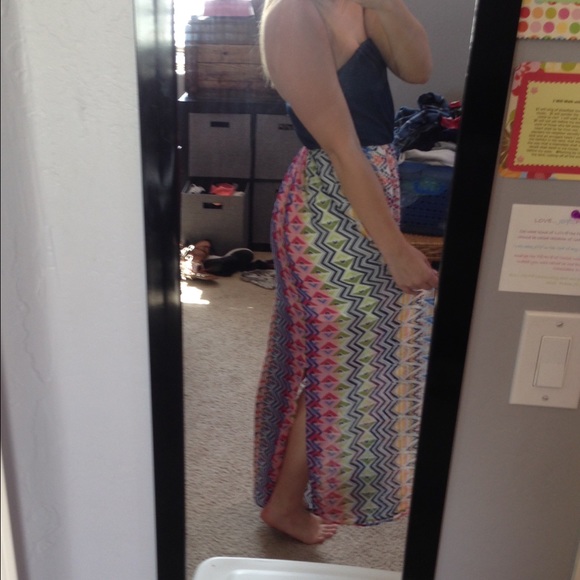 multi colored maxi dress with slit