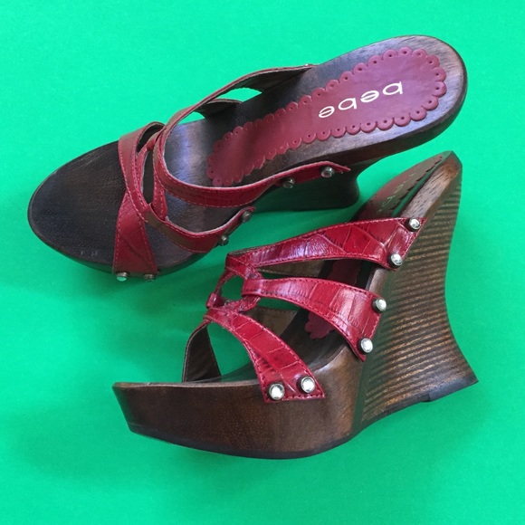 Bebe wedge red shoes