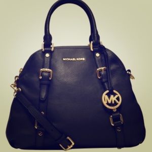 Michael Kors Black Bedford Leather Bowling Bag