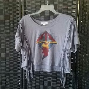 Grey fringe screen tee