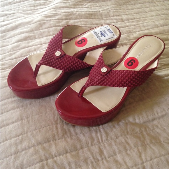 Red wedge Calvin Klein sandals