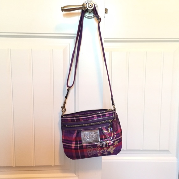 Coach Purple/Pink Plaid Crossbody Bag