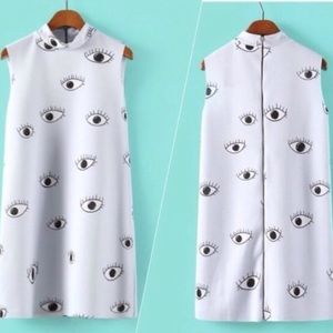 High Neck Eye Print Dress