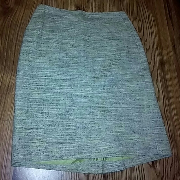 Green Tweed Ann Taylor Pencil Skirt