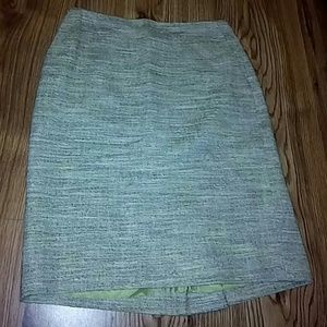 Green Tweed Ann Taylor Pencil Skirt