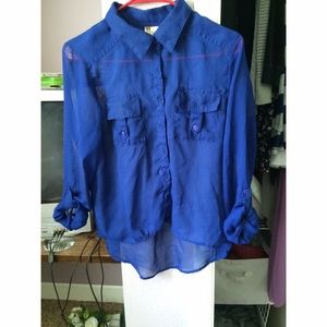 Sheer Royal Blue Blouse