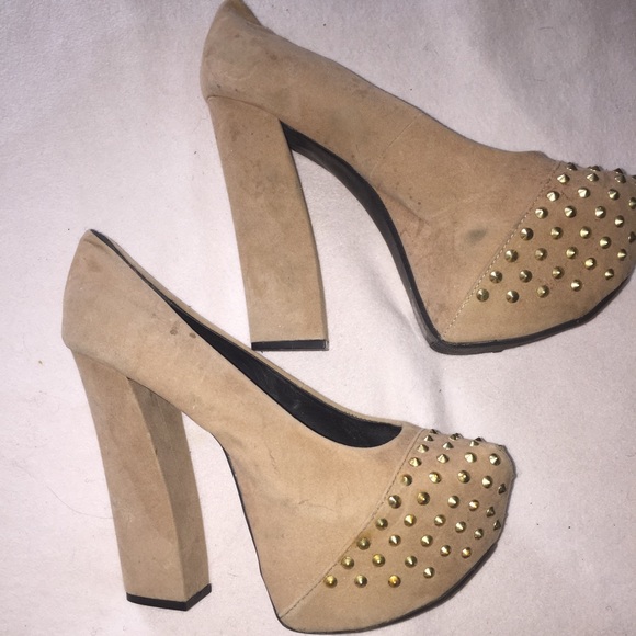 Suede Studded Heels