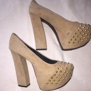 Suede Studded Heels