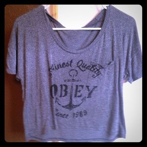 Obey off the shoulder belly shirt.