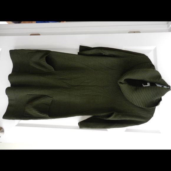 Green cowl sweater dress