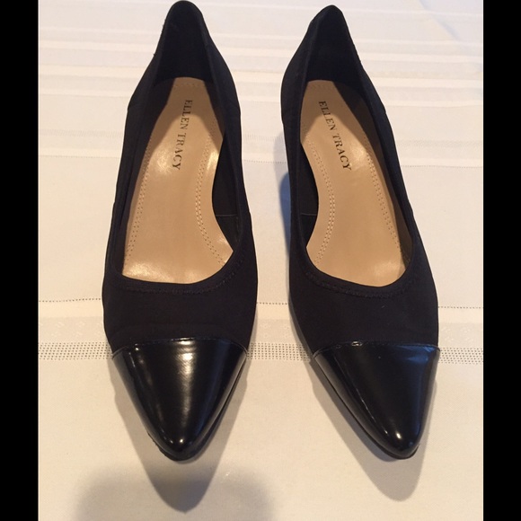 Ellen Tracy Fabric and Leather Pumps