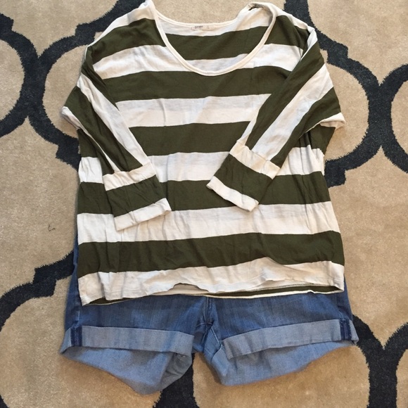 Forest green striped top
