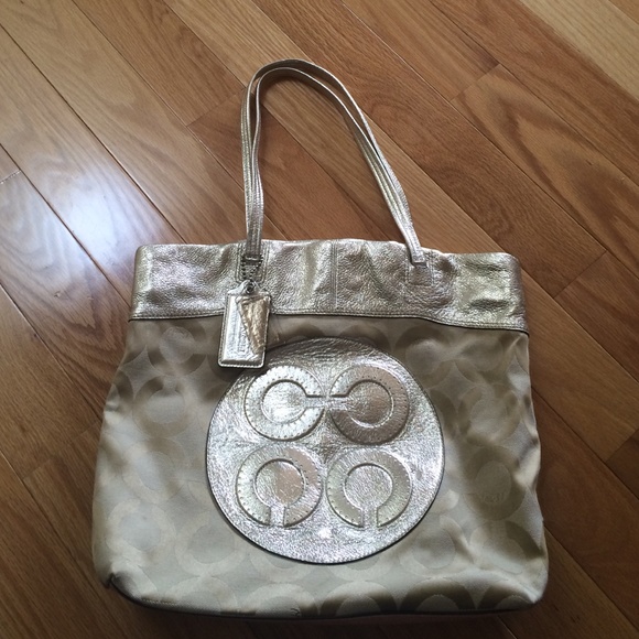 Coach metallic tote bag