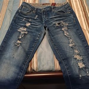 Destroyed blue jeans