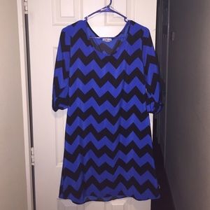 Blue & Black Chevron Dress