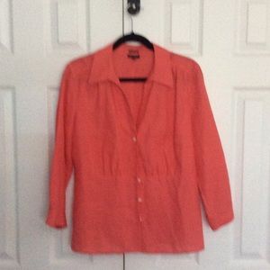 Coral linen blouse