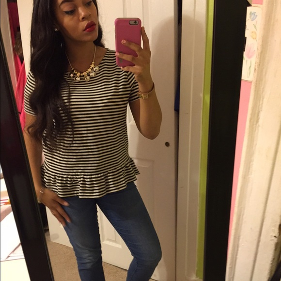Jcrew stripe peplum tshirt
