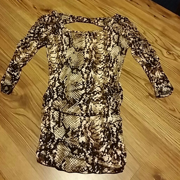 Brown, Tan & Cream Snake Print Ruched Top