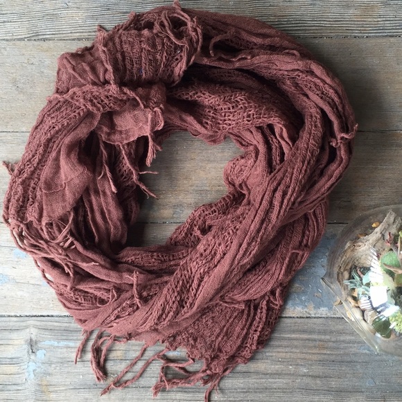 fair trade maroon fringe scarf - made in India