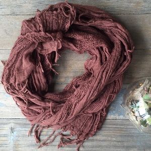 fair trade maroon fringe scarf - made in India
