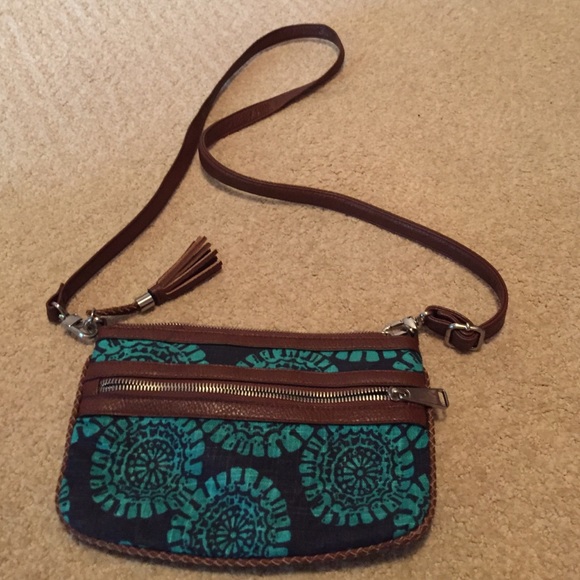 Merona Cross-Body Purse in blue swirl design