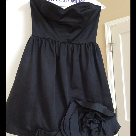 Strapless silk empire waist party dress.  Black!
