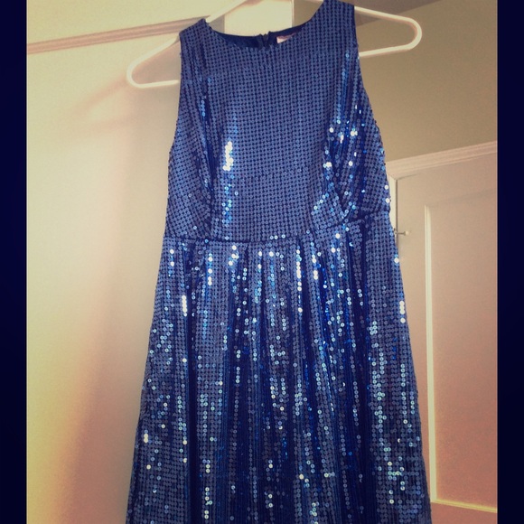 Romeo and Juliet couture blue sequin shift dress