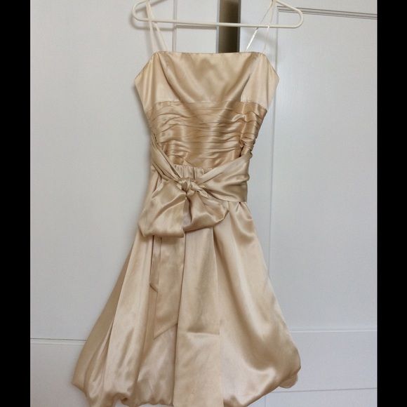 Strapless cream silk party dress BCBG.