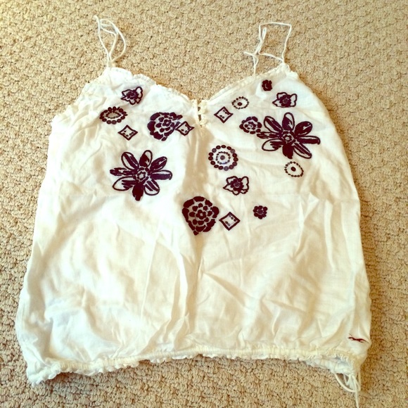 White Embroidered Crop Top