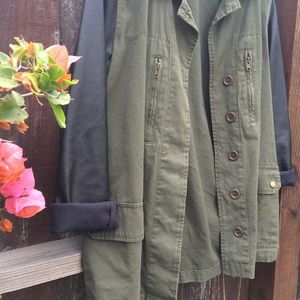 Cargo Jacket w/ leather sleeves