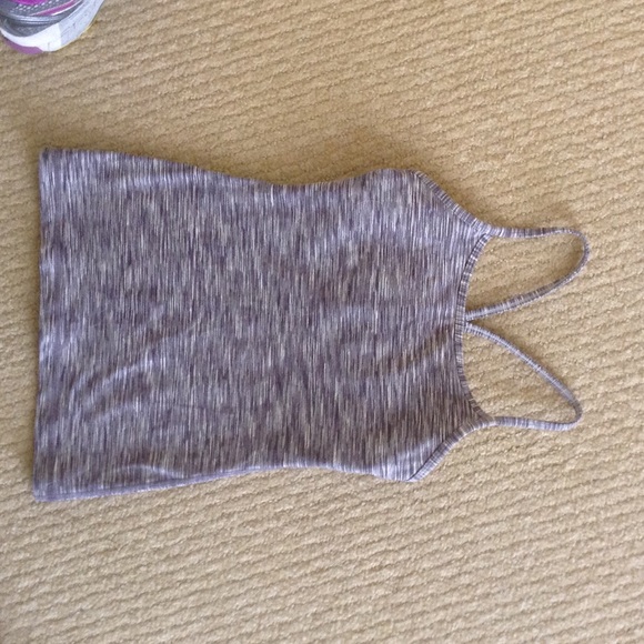 Lululemon yoga top. Purple/off white tiny stripe.