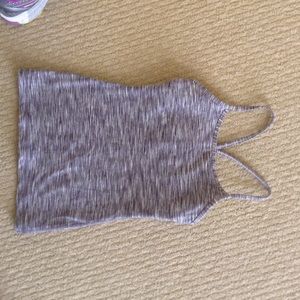 Lululemon yoga top. Purple/off white tiny stripe.