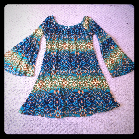 Fun & Vibrant Tunic with Bell Sleeves