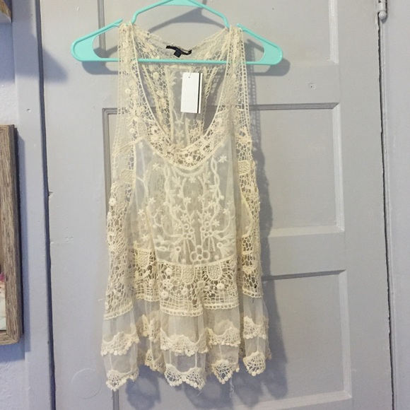 Cream lace cover up