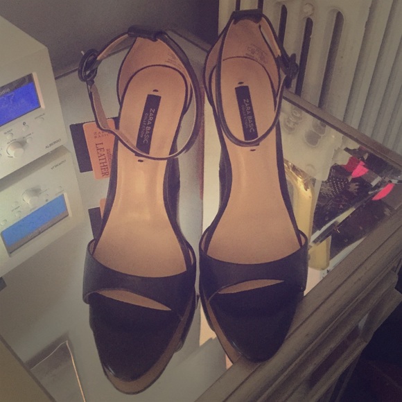 Brand New Black Zara Ankle Strap Heels 36
