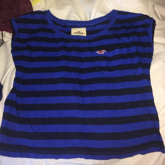 Hollister crop top royal blue and black