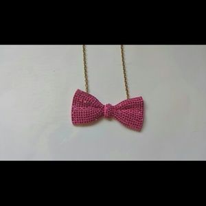 Pink bow necklace