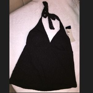 Tankini top! Eyelet Black, halter