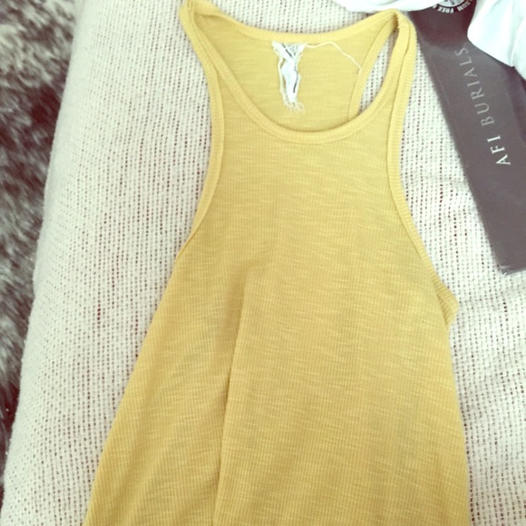 Free people basic yellow ribbed tee