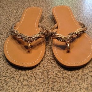 Diamond studded sandals.