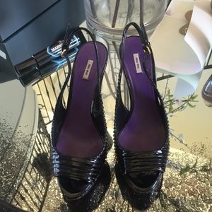 Miu Miu, black open toe platforms