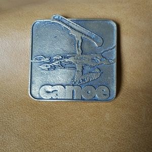 *vintage* canoe brass belt buckle