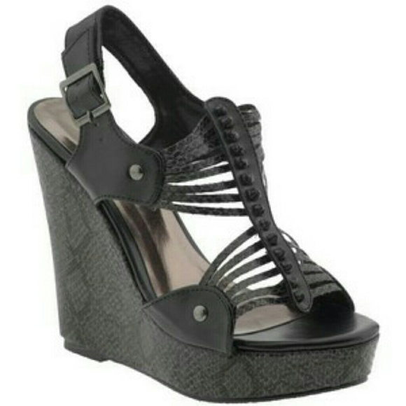 Black wedge sandals