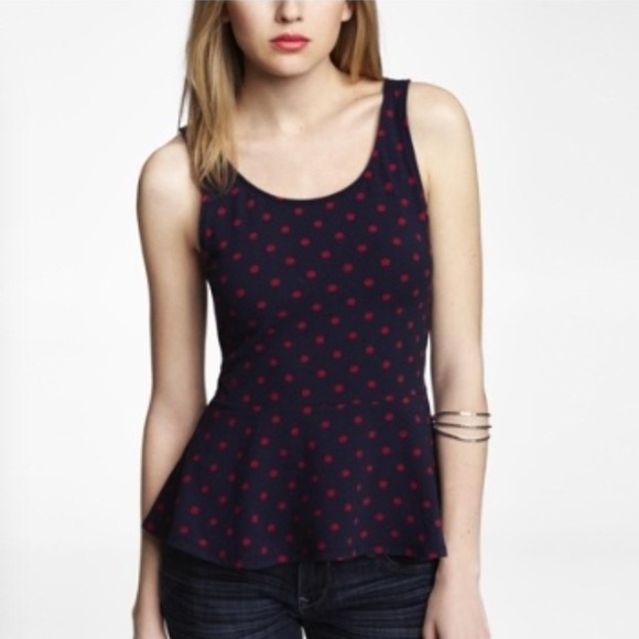 Express polka dot peplum tank