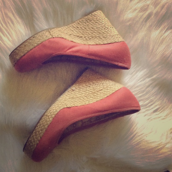 Coral espadrilles wedges