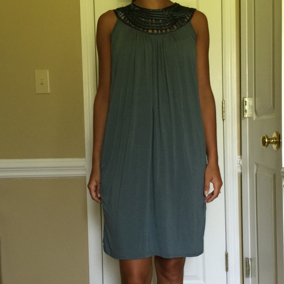 Blue crochet neckline dress