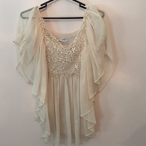 Flowy cream and lace shirt